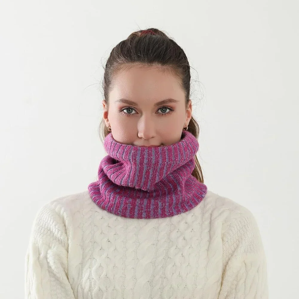 Men's Dark Pink Winter Ski Neck Gaiter Face Scarf Fleece Lined Windproof Scarves
